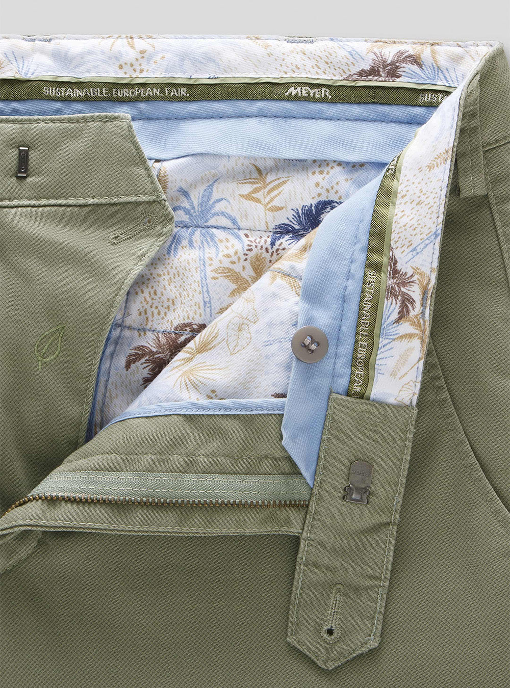 Meyer Fine Micro Print Bonn Chino - Olive