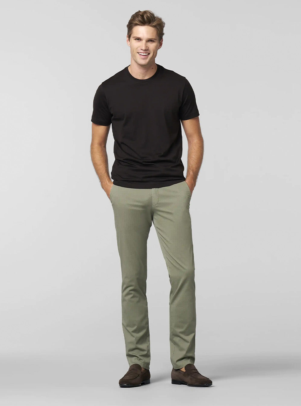 Meyer Fine Micro Print Bonn Chino - Olive