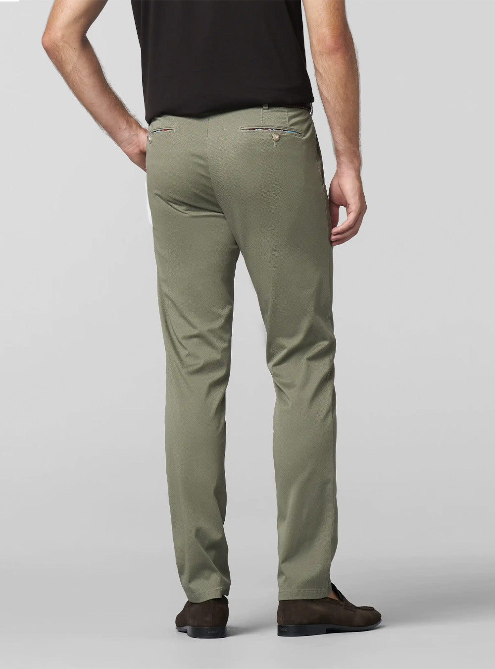 Meyer Fine Micro Print Bonn Chino - Olive