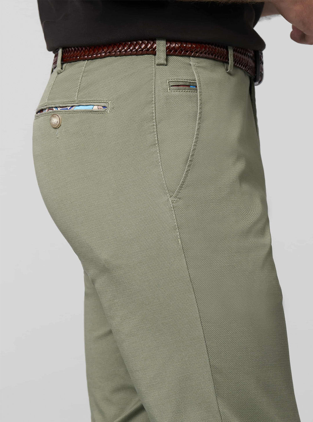 Meyer Fine Micro Print Bonn Chino - Olive