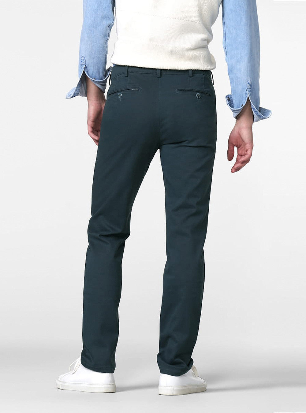 Meyer Micro Fantasy Bonn Chino - Low Crease - Blue