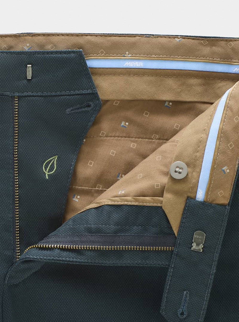 Meyer Micro Fantasy Bonn Chino - Low Crease - Blue