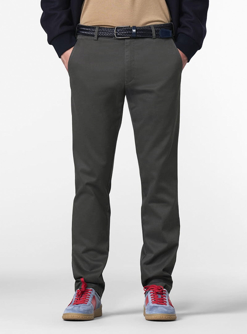 Meyer Micro Fantasy Bonn Chino - Low Crease - Mid-Grey