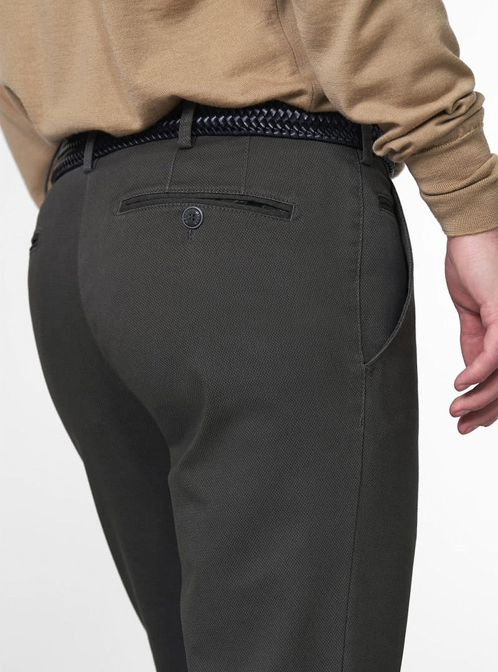 Meyer Micro Fantasy Bonn Chino - Low Crease - Mid-Grey