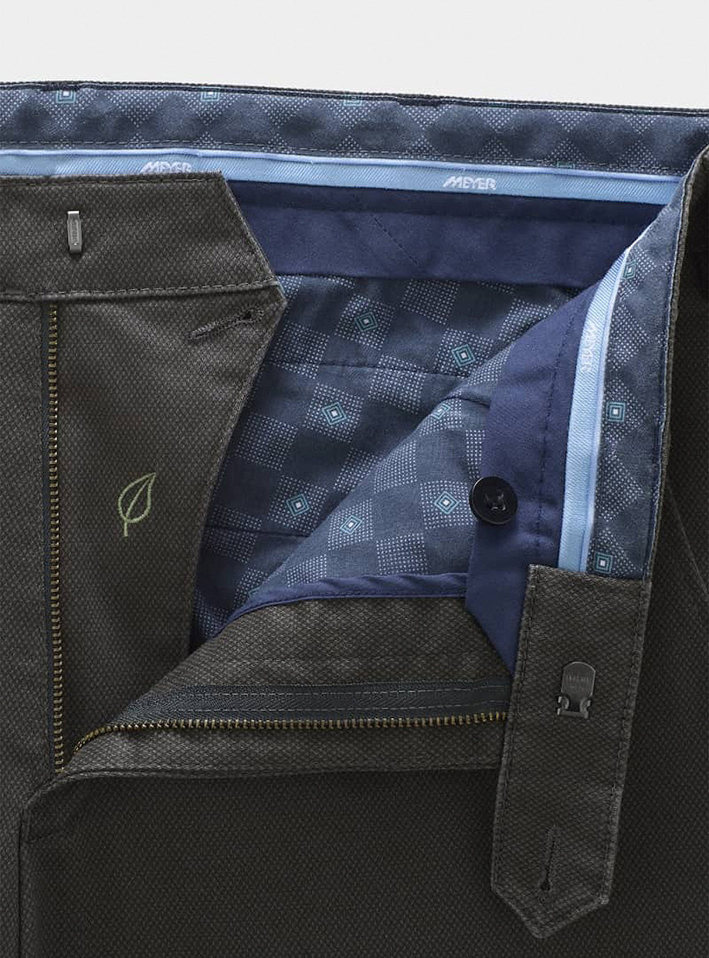 Meyer Micro Fantasy Bonn Chino - Low Crease - Mid-Grey