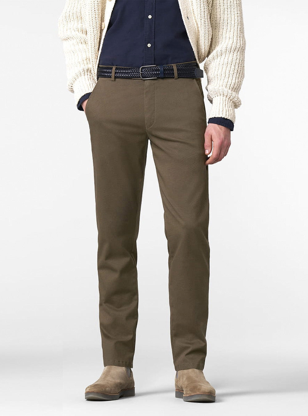 Meyer Micro Fantasy Bonn Chino - Low Crease - Stone