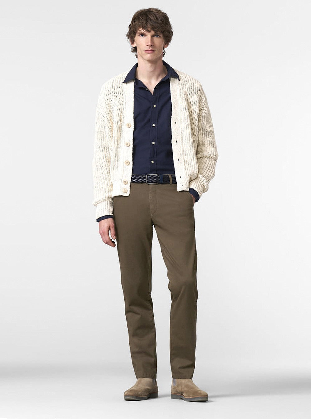 Meyer Micro Fantasy Bonn Chino - Low Crease - Stone