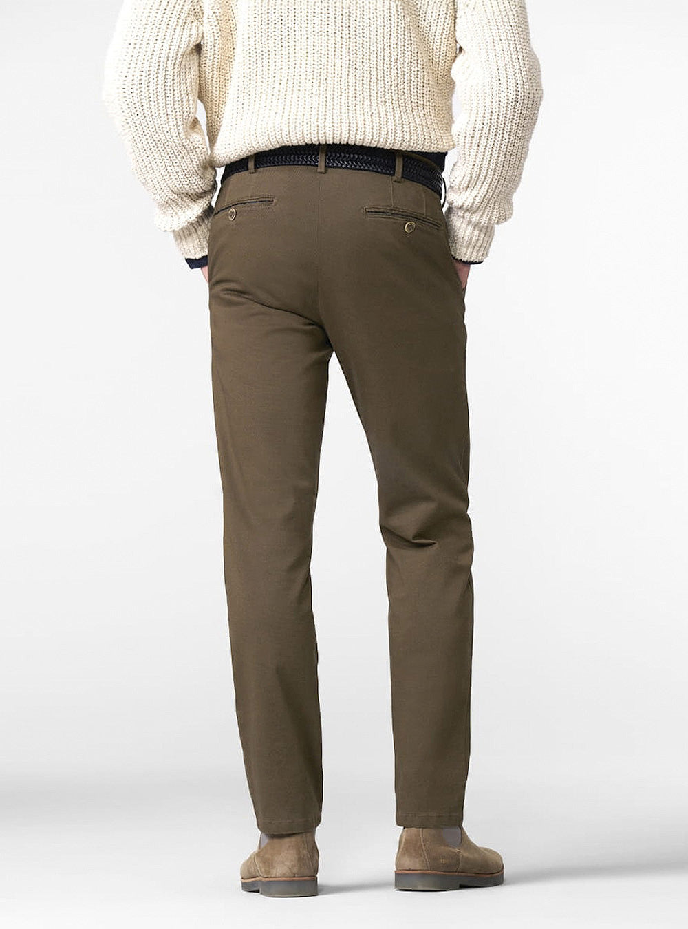 Meyer Micro Fantasy Bonn Chino - Low Crease - Stone