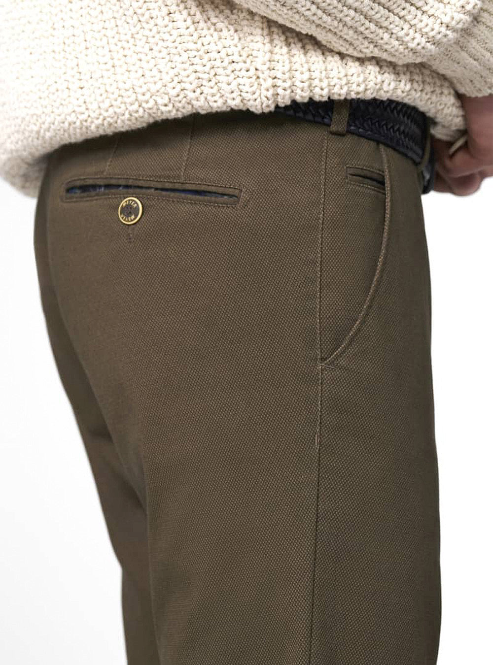 Meyer Micro Fantasy Bonn Chino - Low Crease - Stone