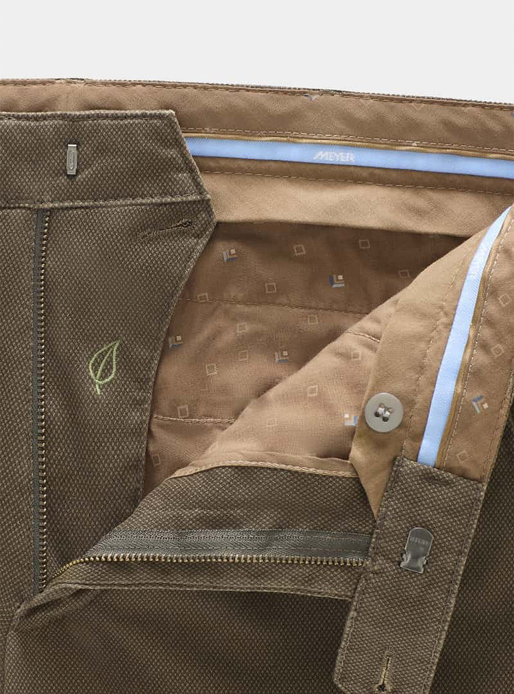 Meyer Micro Fantasy Bonn Chino - Low Crease - Stone