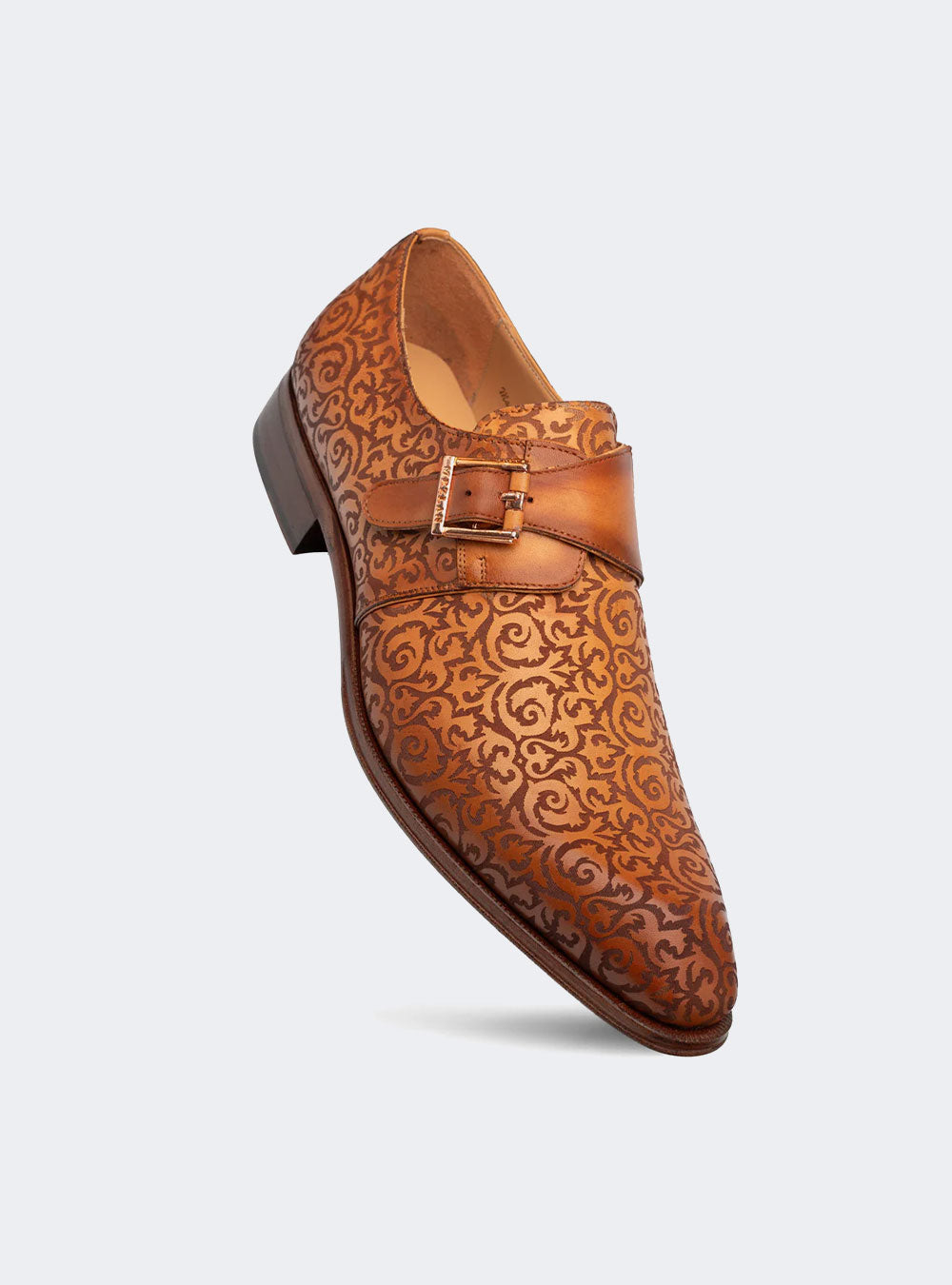 Mezlan Soria Laser-Print Monk Strap - Camel