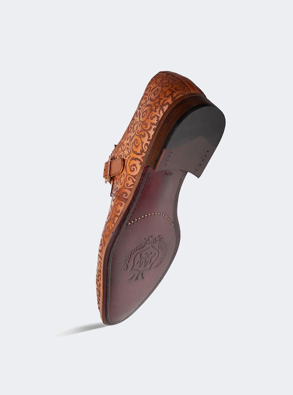 Mezlan Soria Laser-Print Monk Strap - Camel