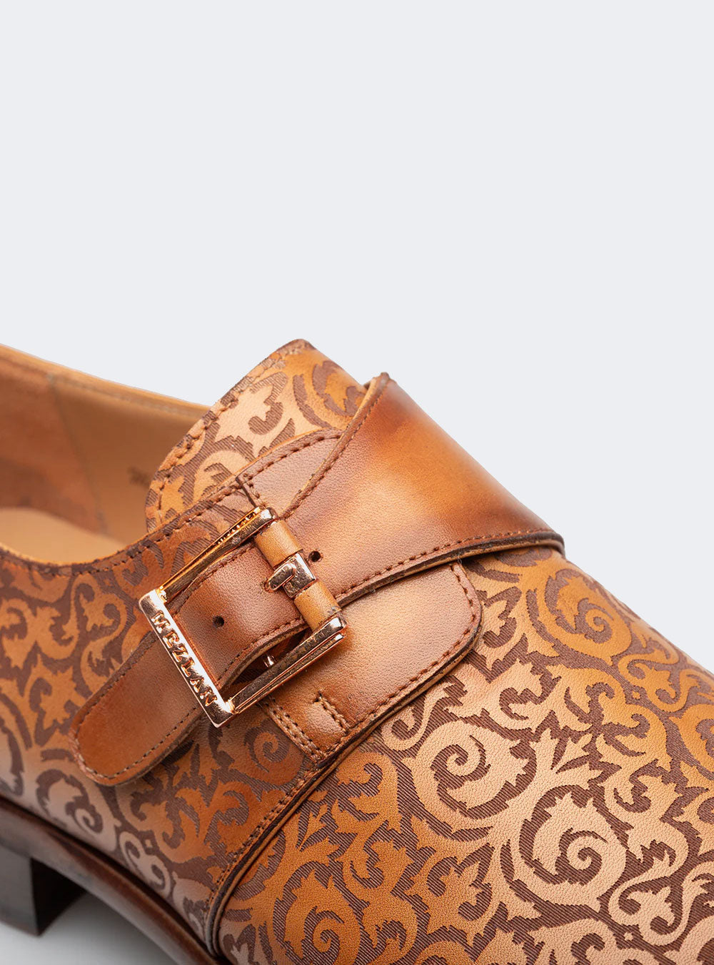 Mezlan Soria Laser-Print Monk Strap - Camel