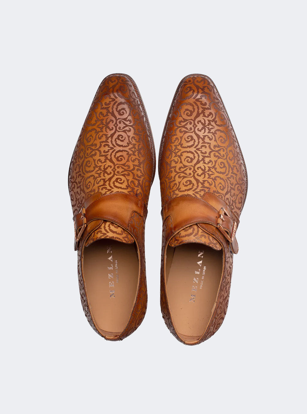 Mezlan Soria Laser-Print Monk Strap - Camel
