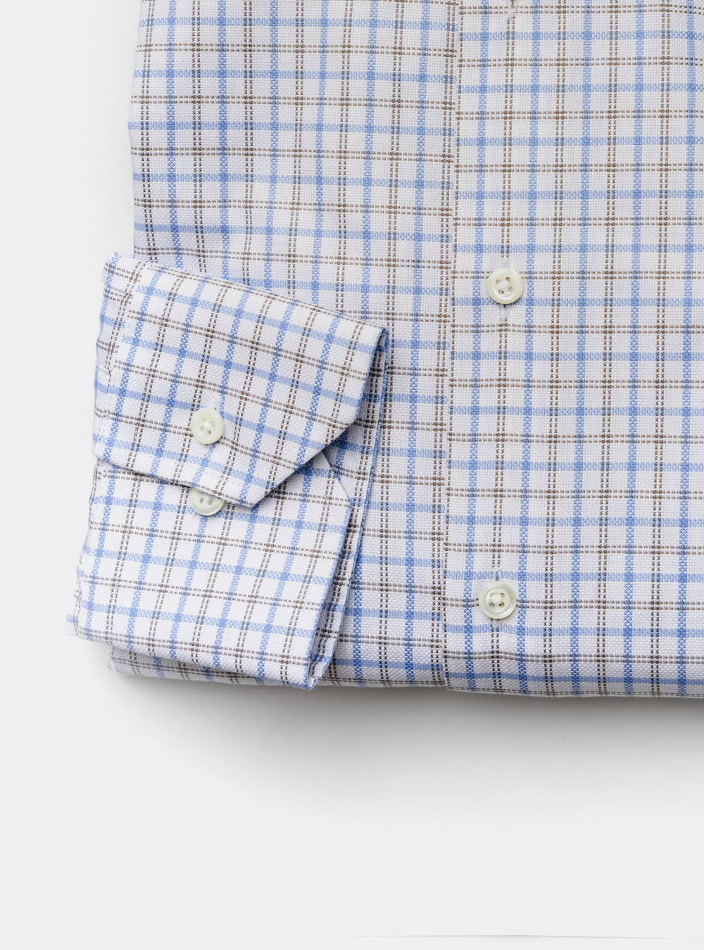 Stenstroms Blue and Grey Check Cotton Shirt