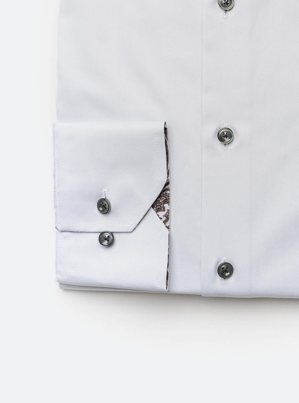 Stenstroms White Cotton Shirt with Contrast Collar and Cuff