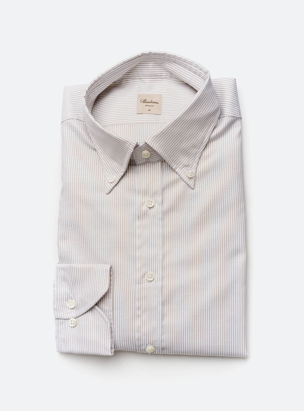 Stenstroms Tan Cotton Stripe Shirt
