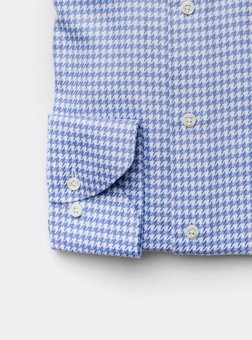 Stenstroms Light Blue Houndstooth Cotton Shirt