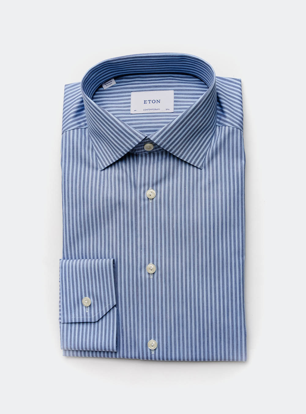 Eton Blue Tone on Tone Cotton Stripe Shirt