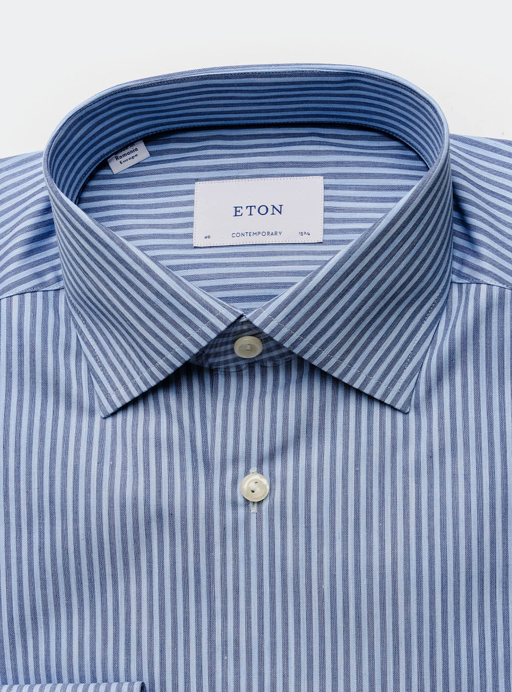 Eton Blue Tone on Tone Cotton Stripe Shirt