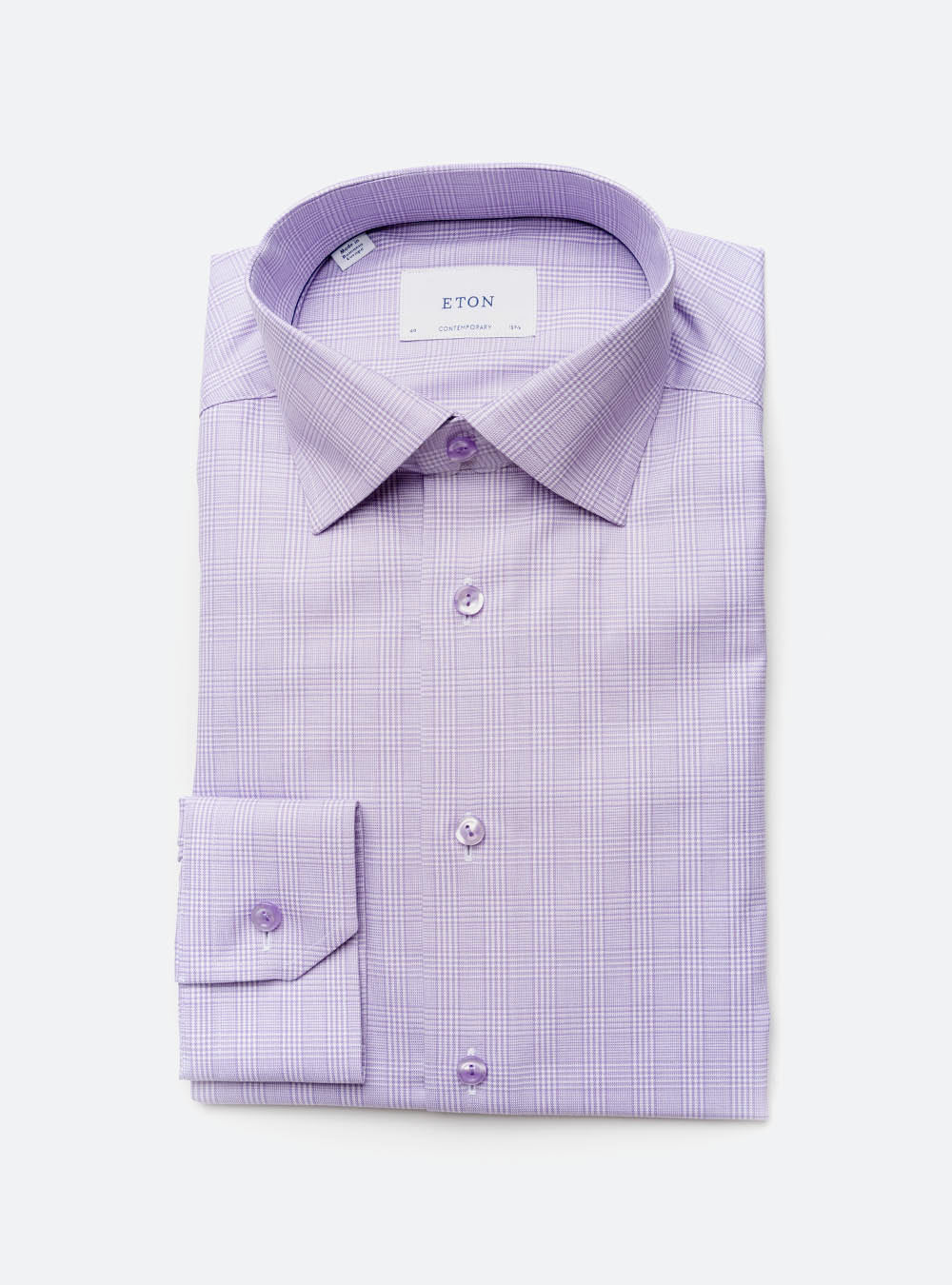Eton Mauve Box Check Cotton Shirt