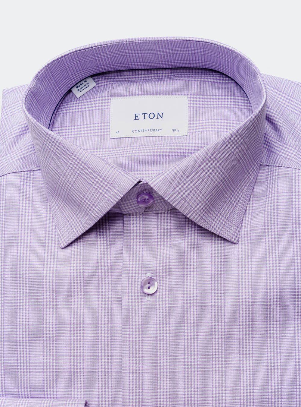 Eton Mauve Box Check Cotton Shirt