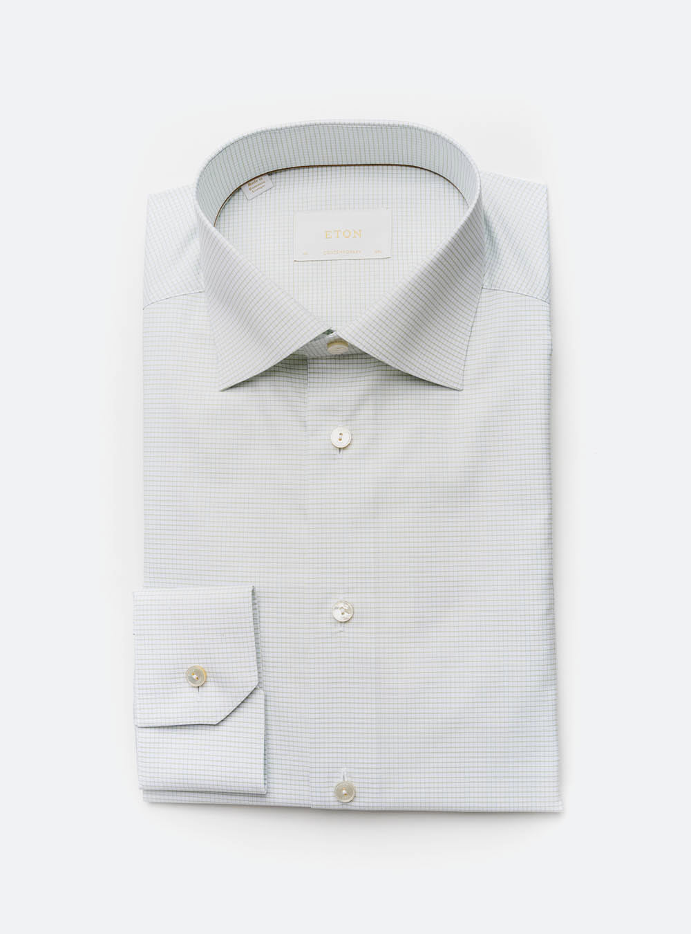Eton Mint Green Microcheck Cotton Shirt