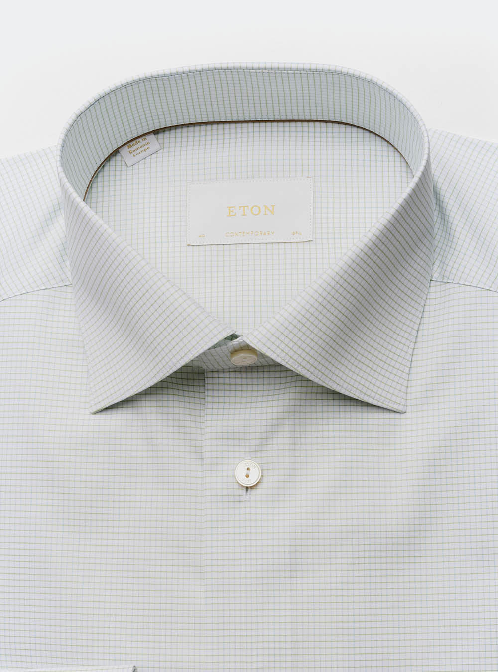 Eton Mint Green Microcheck Cotton Shirt