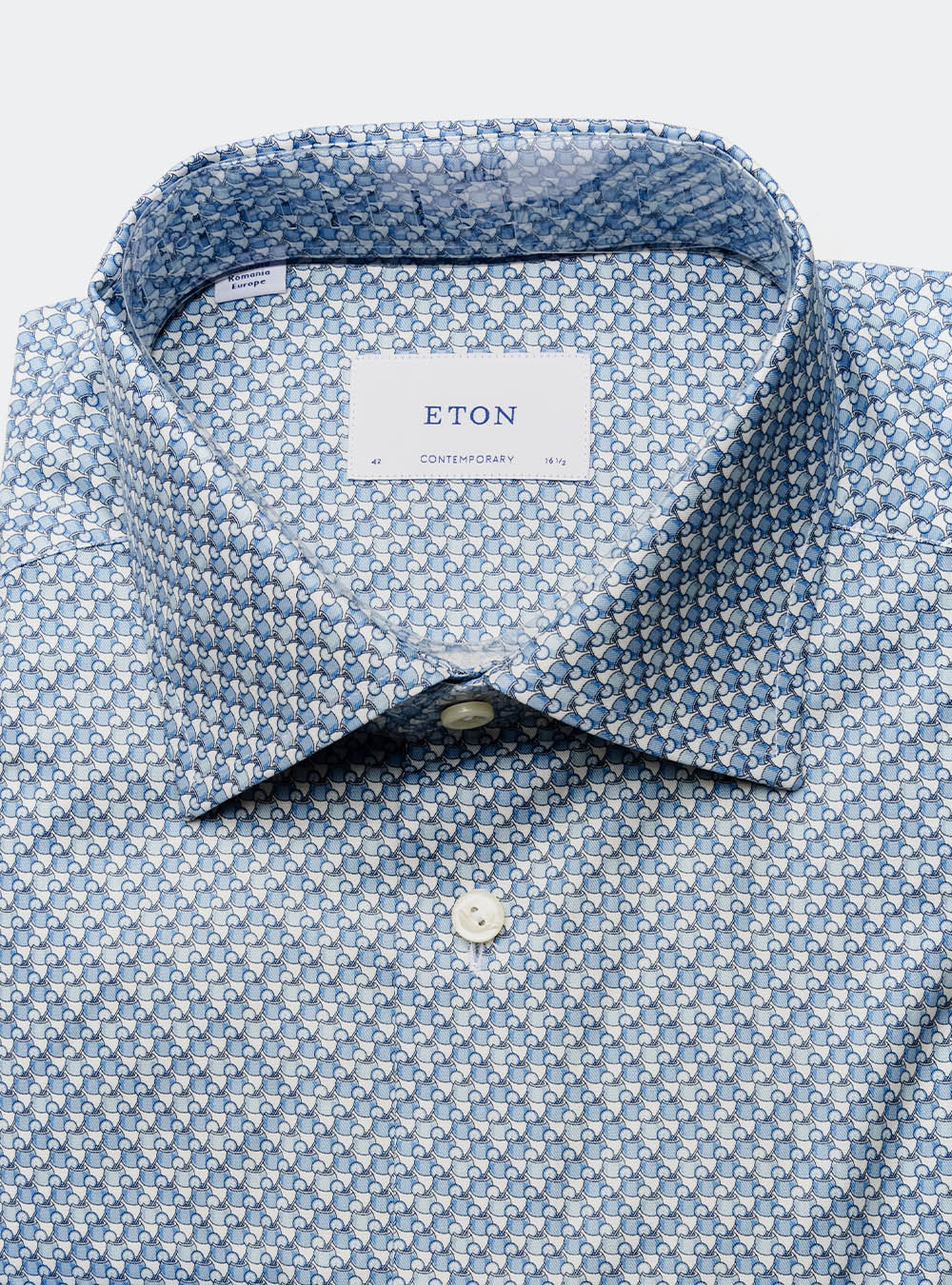 Eton Cocktail Motif Cotton Shirt