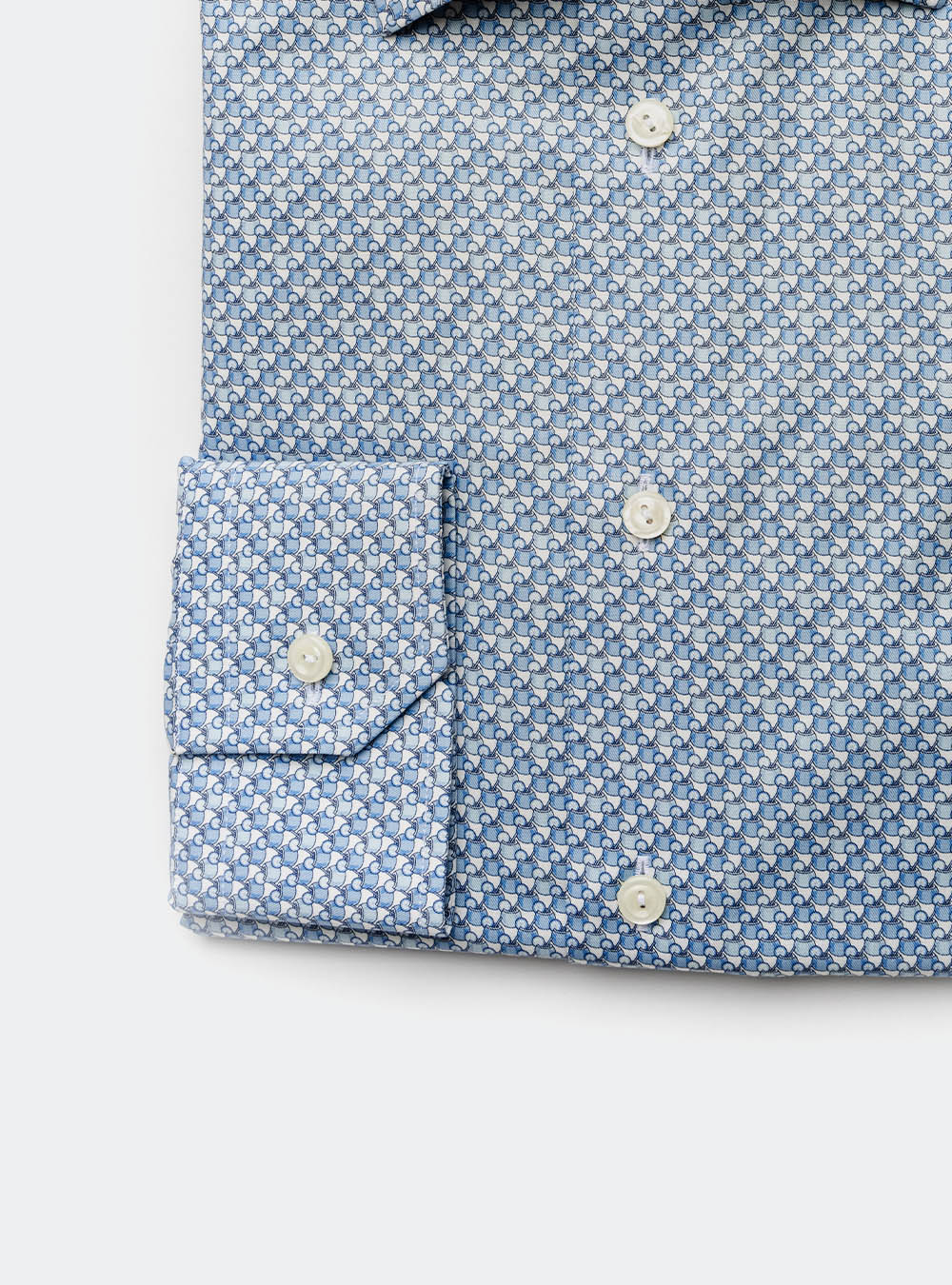 Eton Cocktail Motif Cotton Shirt