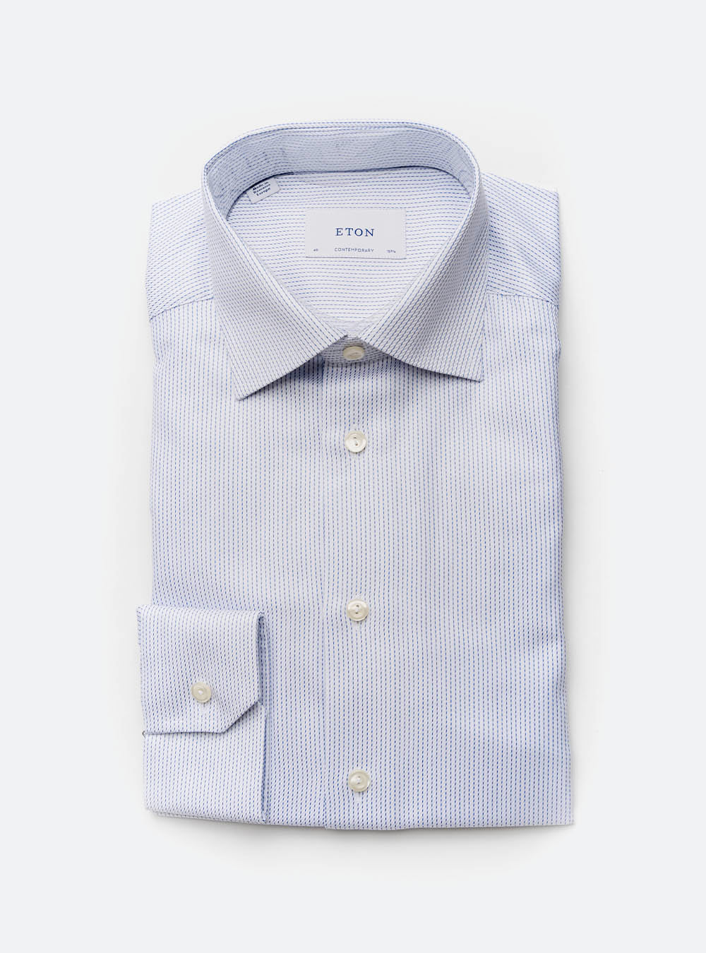 Eton Navy Broken Line Woven Cotton Shirt
