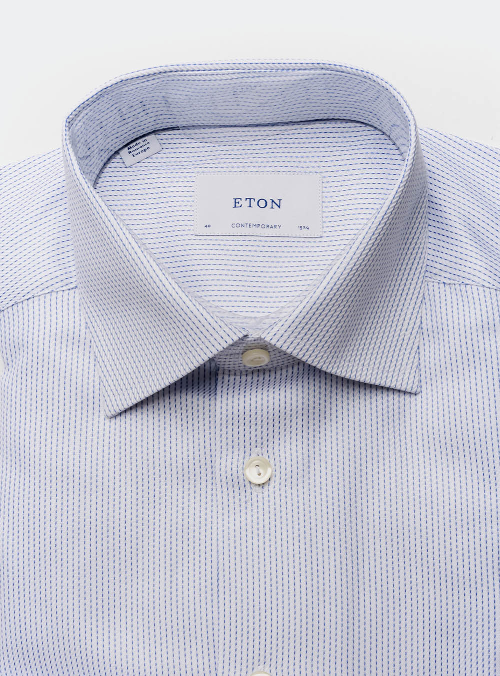 Eton Navy Broken Line Woven Cotton Shirt