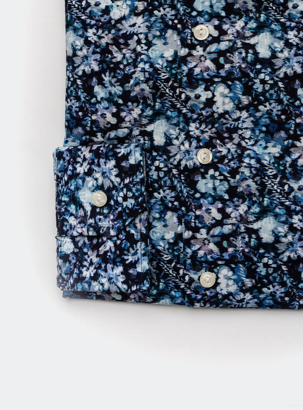 Eton Navy Painted Floral Cotton Shirt
