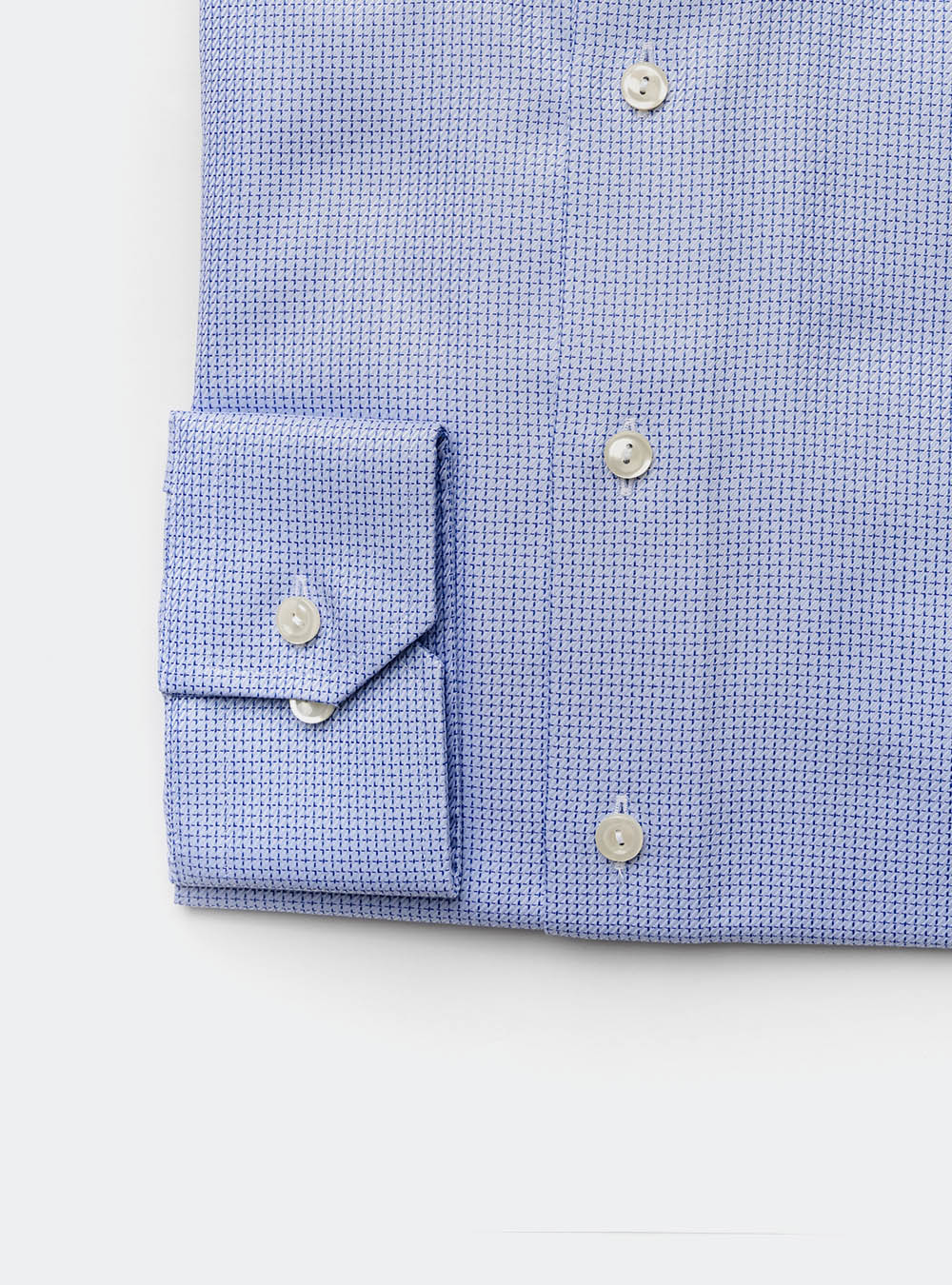 Eton Blue Microcheck Cotton Shirt