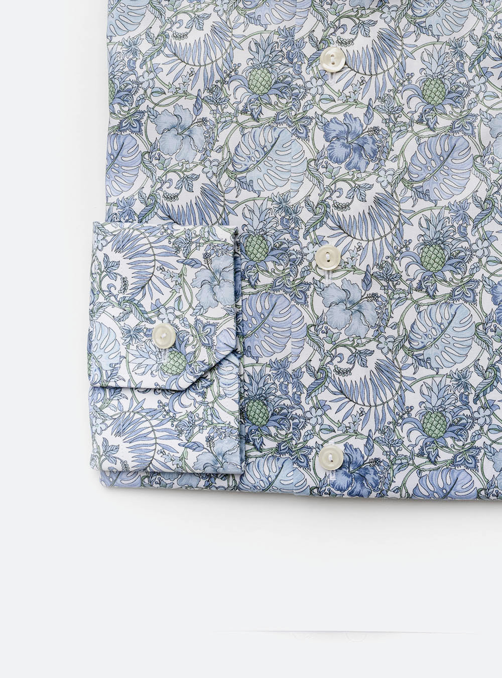 Eton White with Blue Floral Pattern Cotton Shirt