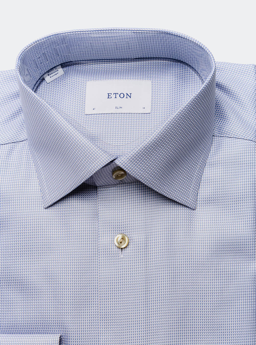 Eton Light Blue Houndstooth Cotton Shirt