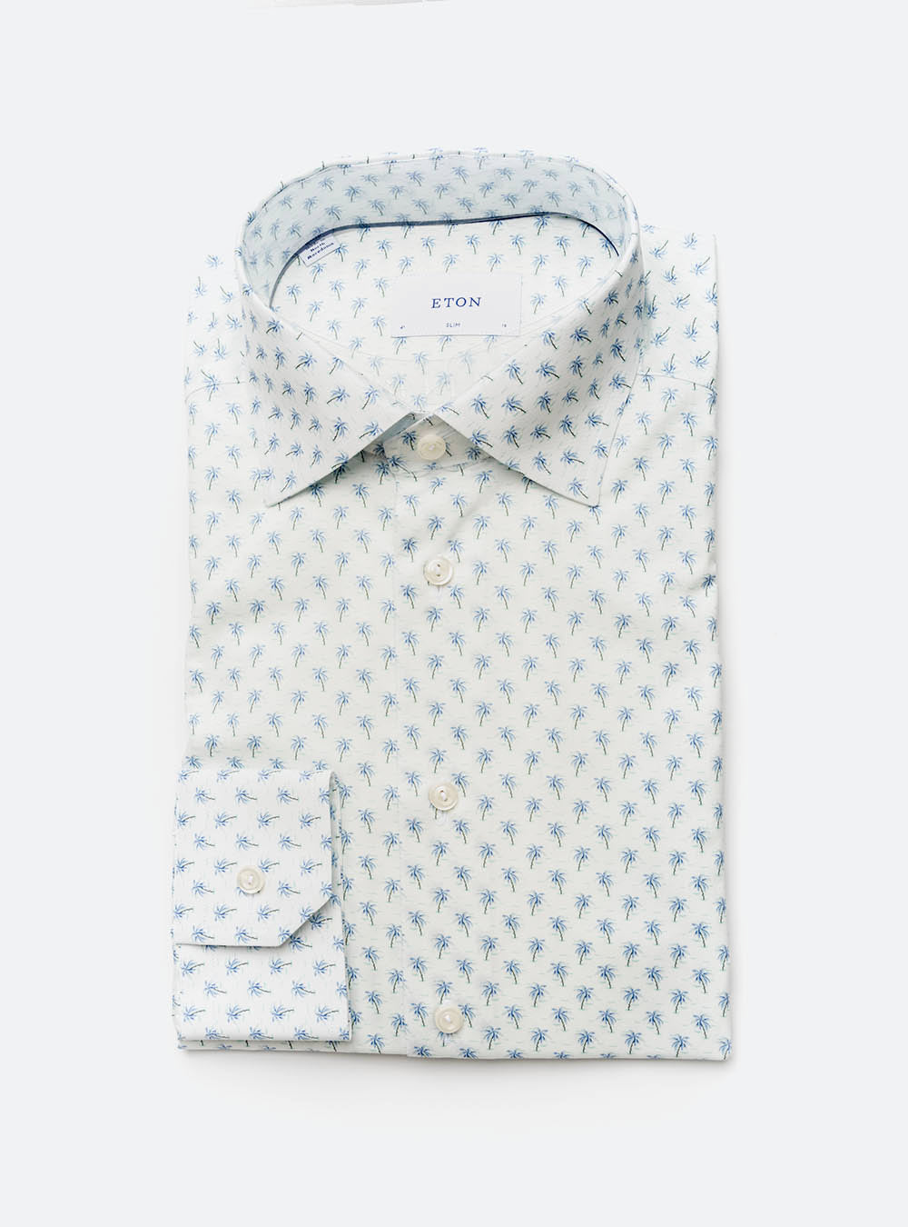 Eton Palm Tree Motif Cotton Shirt