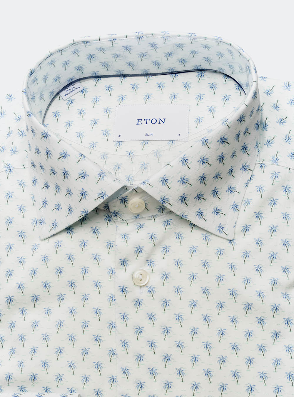Eton Palm Tree Motif Cotton Shirt