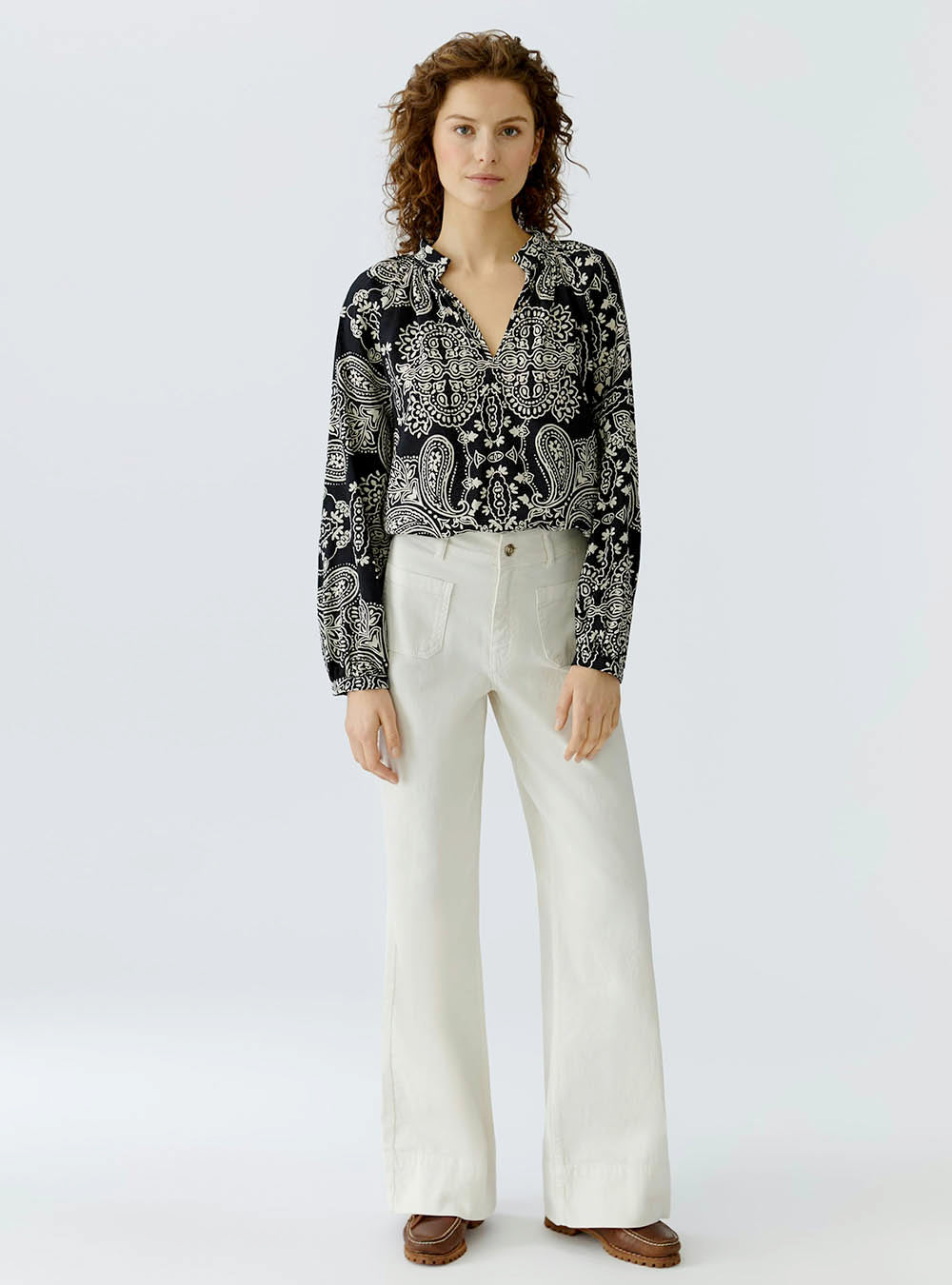 Oui Blouse - Black Off-White