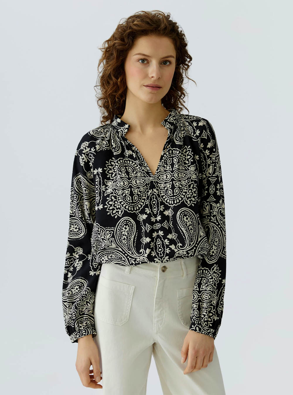 Oui Blouse - Black Off-White
