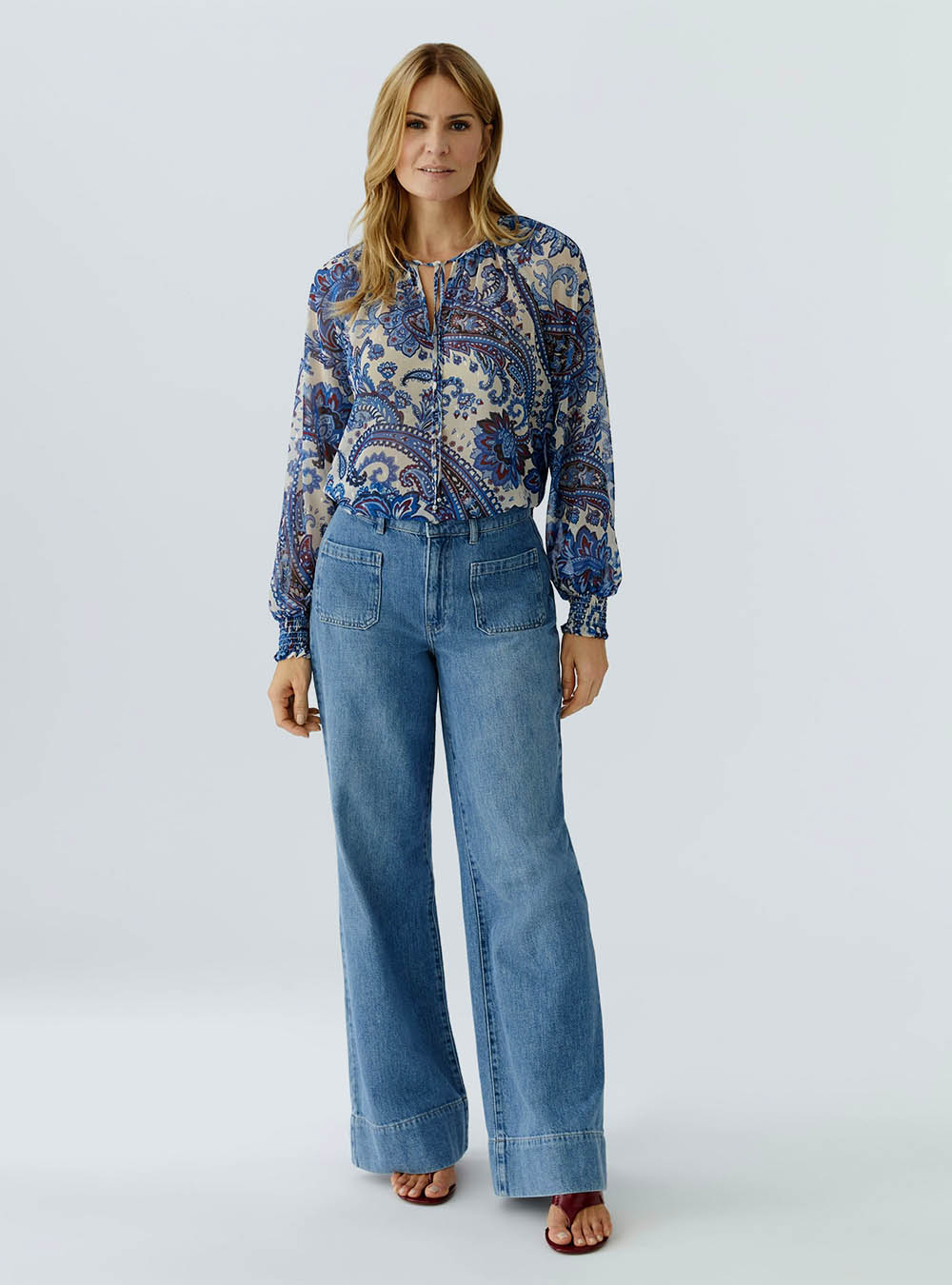 Oui Blouse - Offwhite Blue