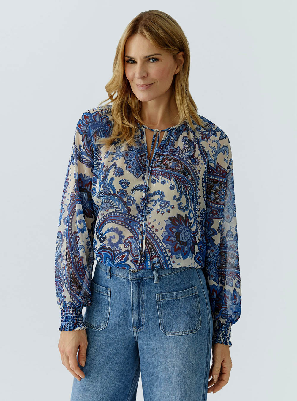 Oui Blouse - Offwhite Blue