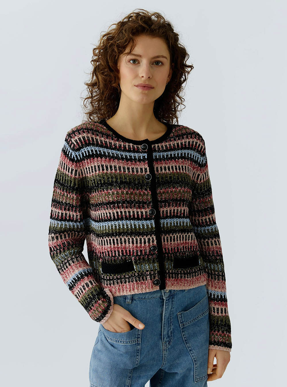 Oui Knit Jacket - Black Red