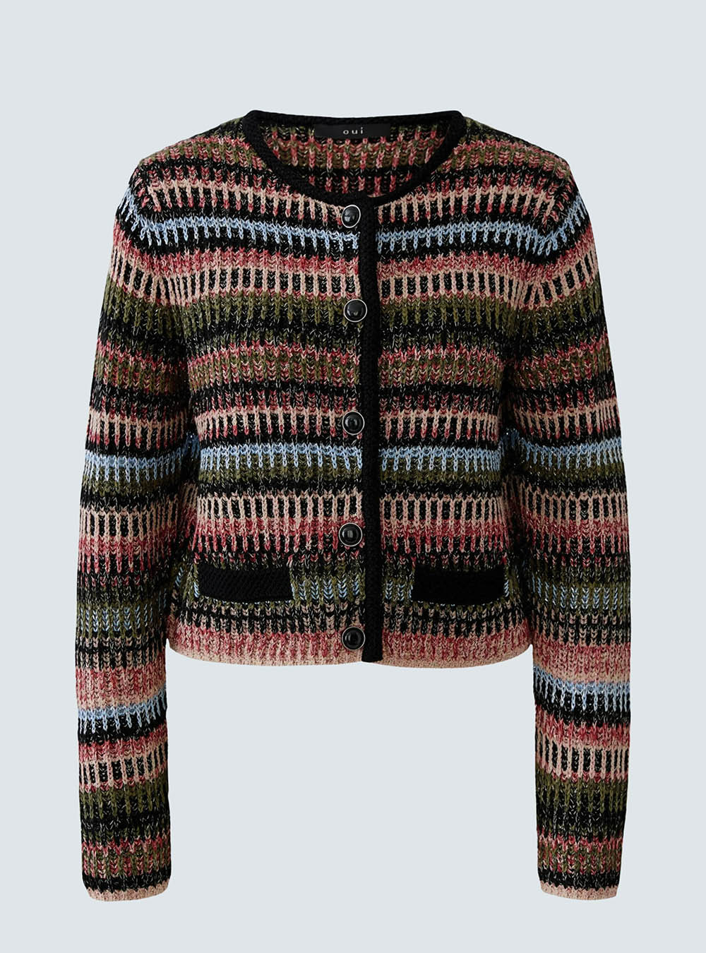 Oui Knit Jacket - Black Red