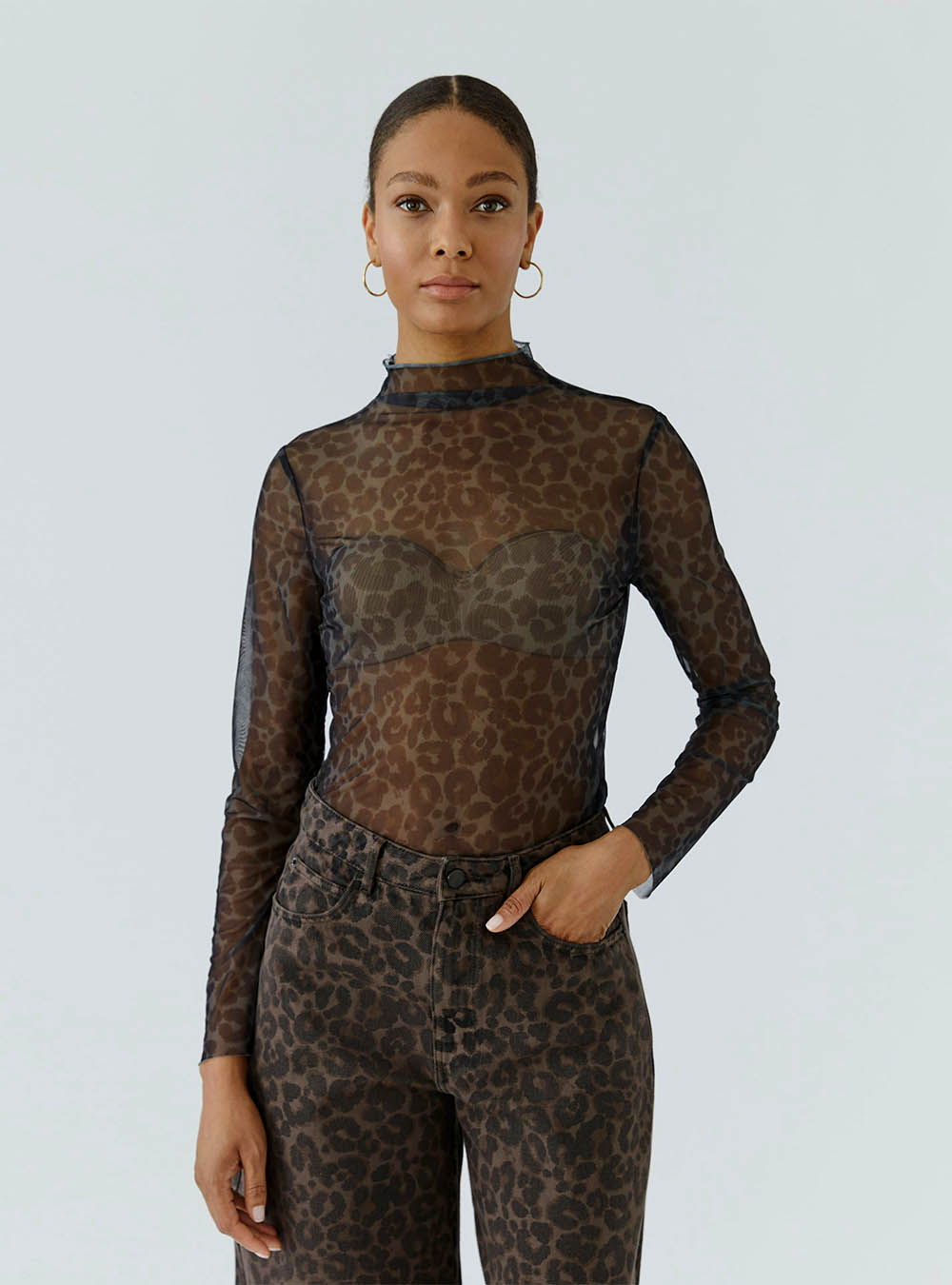 Oui Long-Sleeved Shirt - Darkbrown Grey