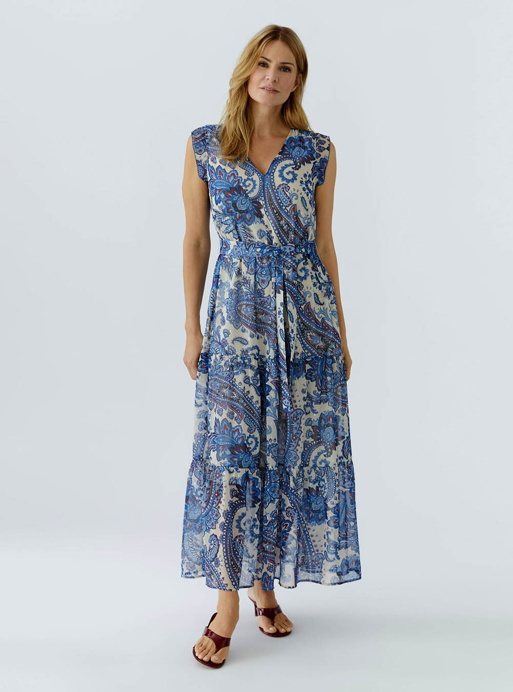 Oui Maxi Dress - Offwhite Blue
