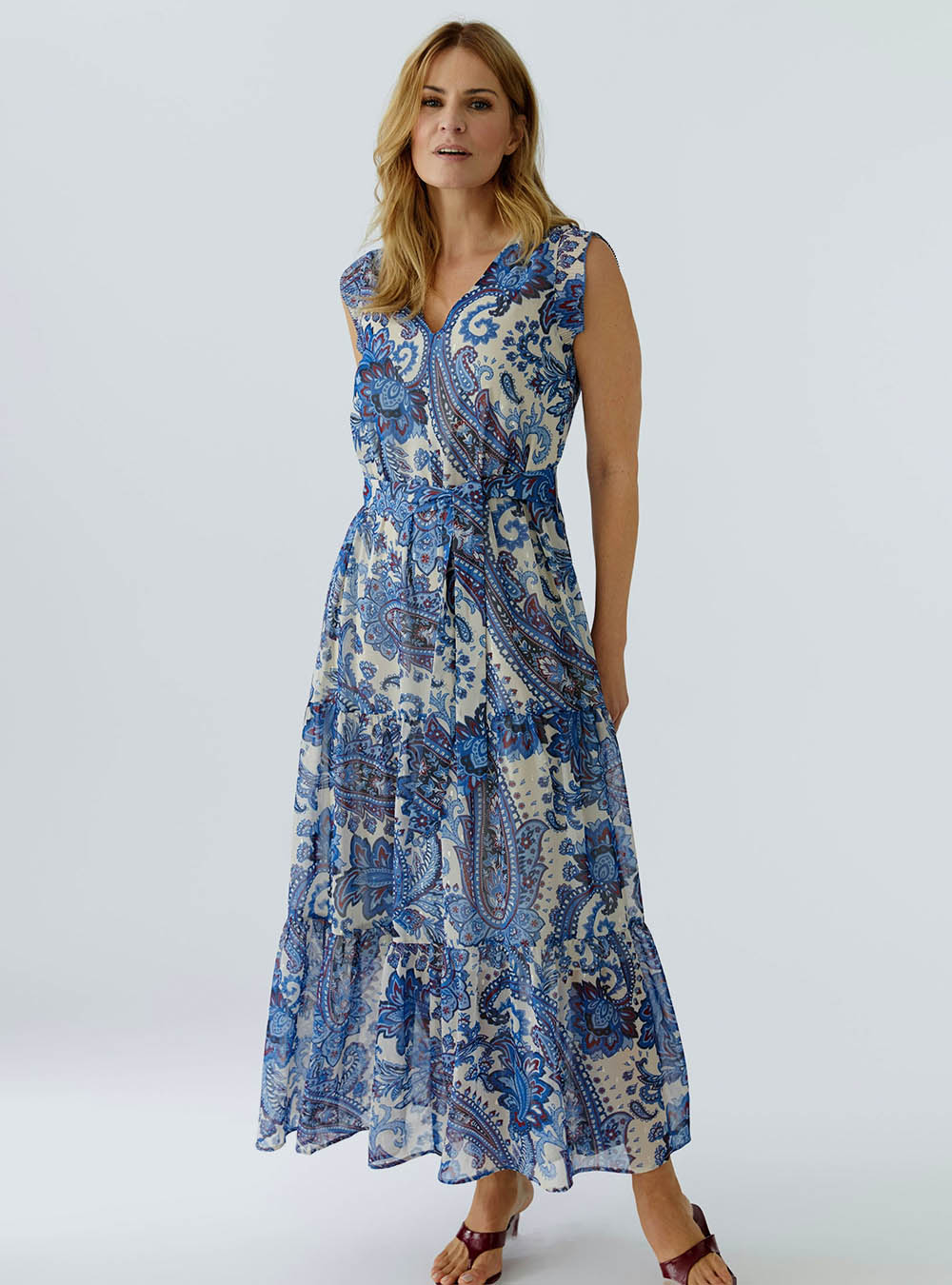 Oui Maxi Dress - Offwhite Blue