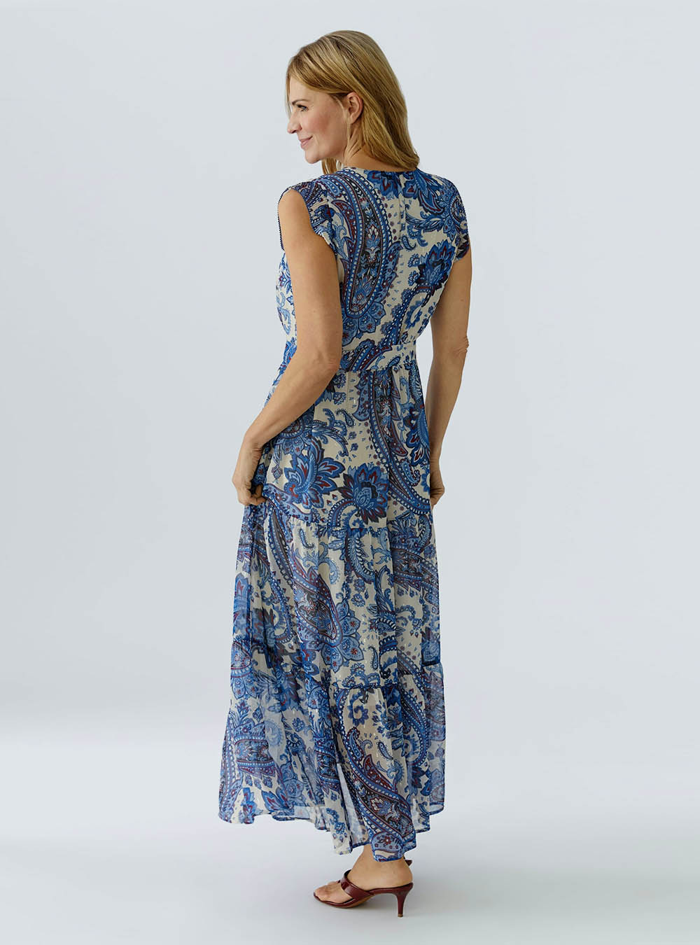 Oui Maxi Dress - Offwhite Blue