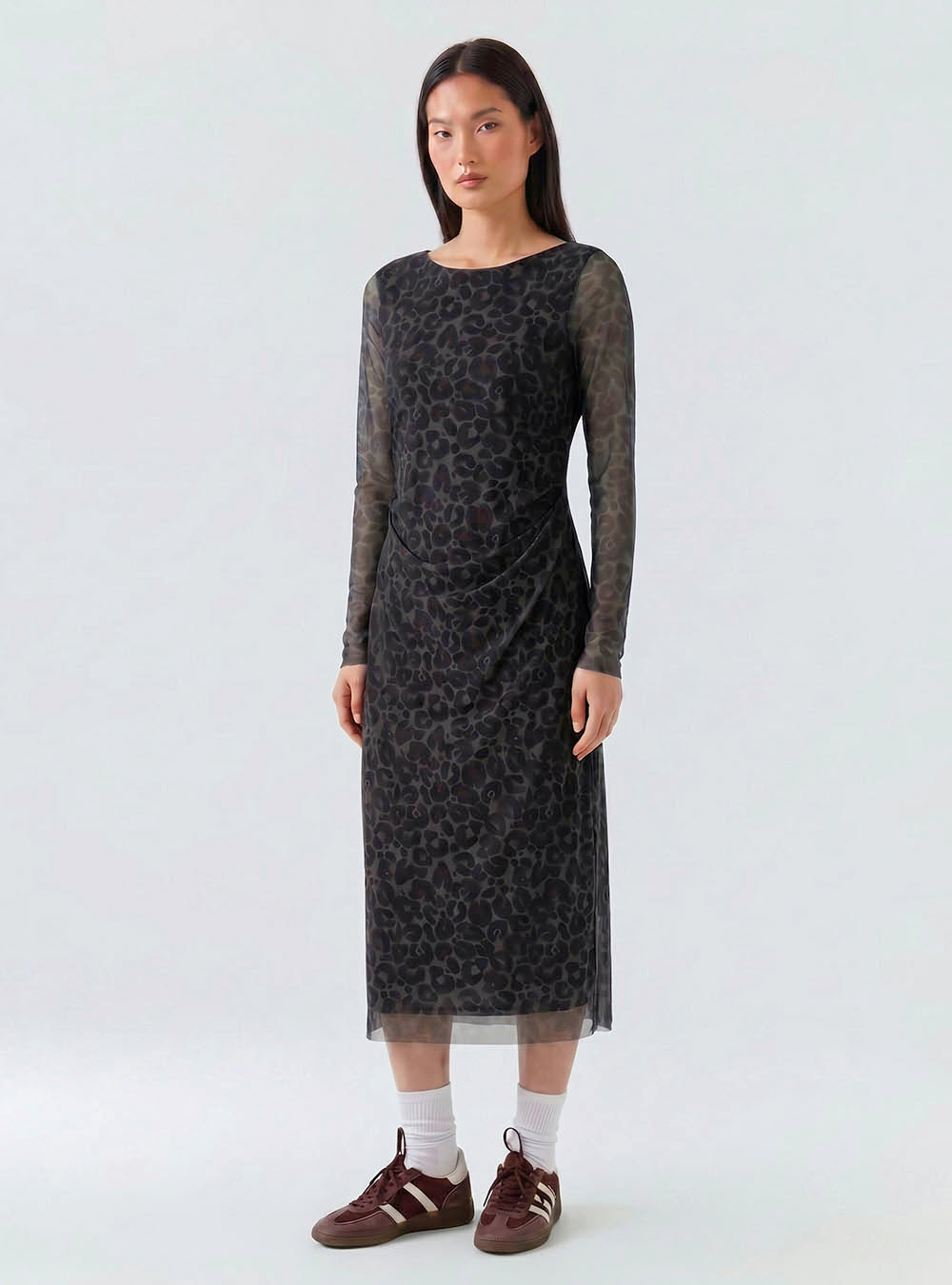 Oui Midi Dress - Darkbrown Grey