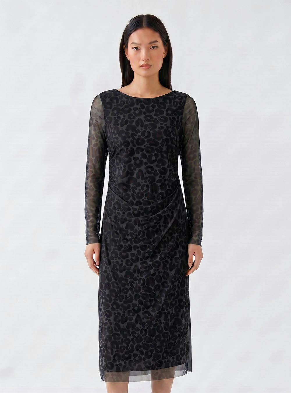Oui Midi Dress - Darkbrown Grey